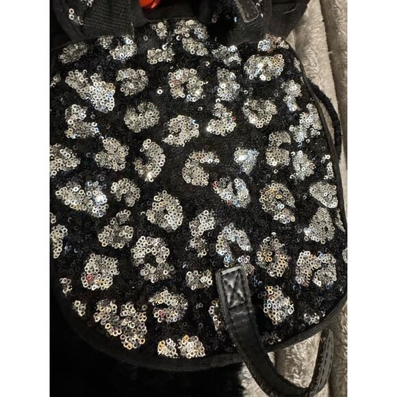 Victorias secret VS pink leopard cheetah sequin bling backpack + pouch - Picture 7 of 11